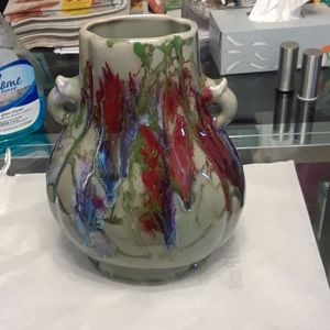 Hand blown ceramic vase